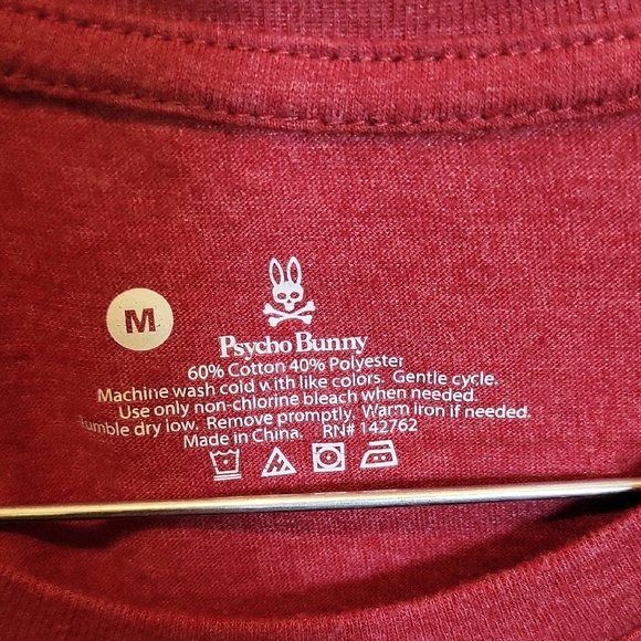 Psycho Bunny Burgundy Tee with White Print - Picture 2 of 5